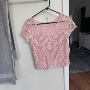 Express Pink Floral Lace Blouse